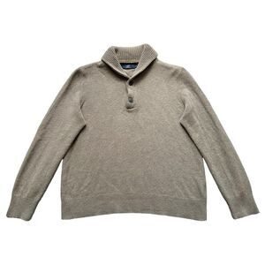 🔃J. Crew Men’s Brown Lambswool Shawl Collar Front Button Pullover Sweater